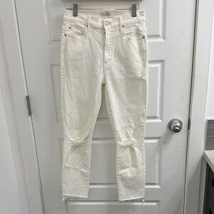 Mother‎ Jeans Size 26 Stunner Zip Ankle Step Fray White distressed